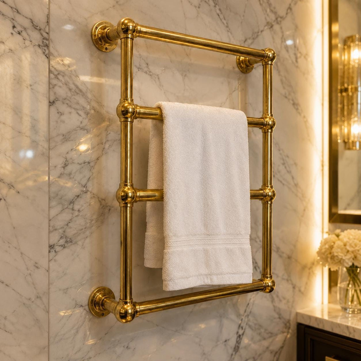Solid brass towel holder handcrafted in Morocco