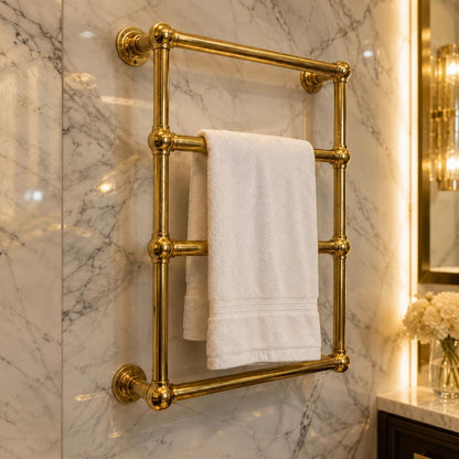 Solid brass towel holder handcrafted in Morocco