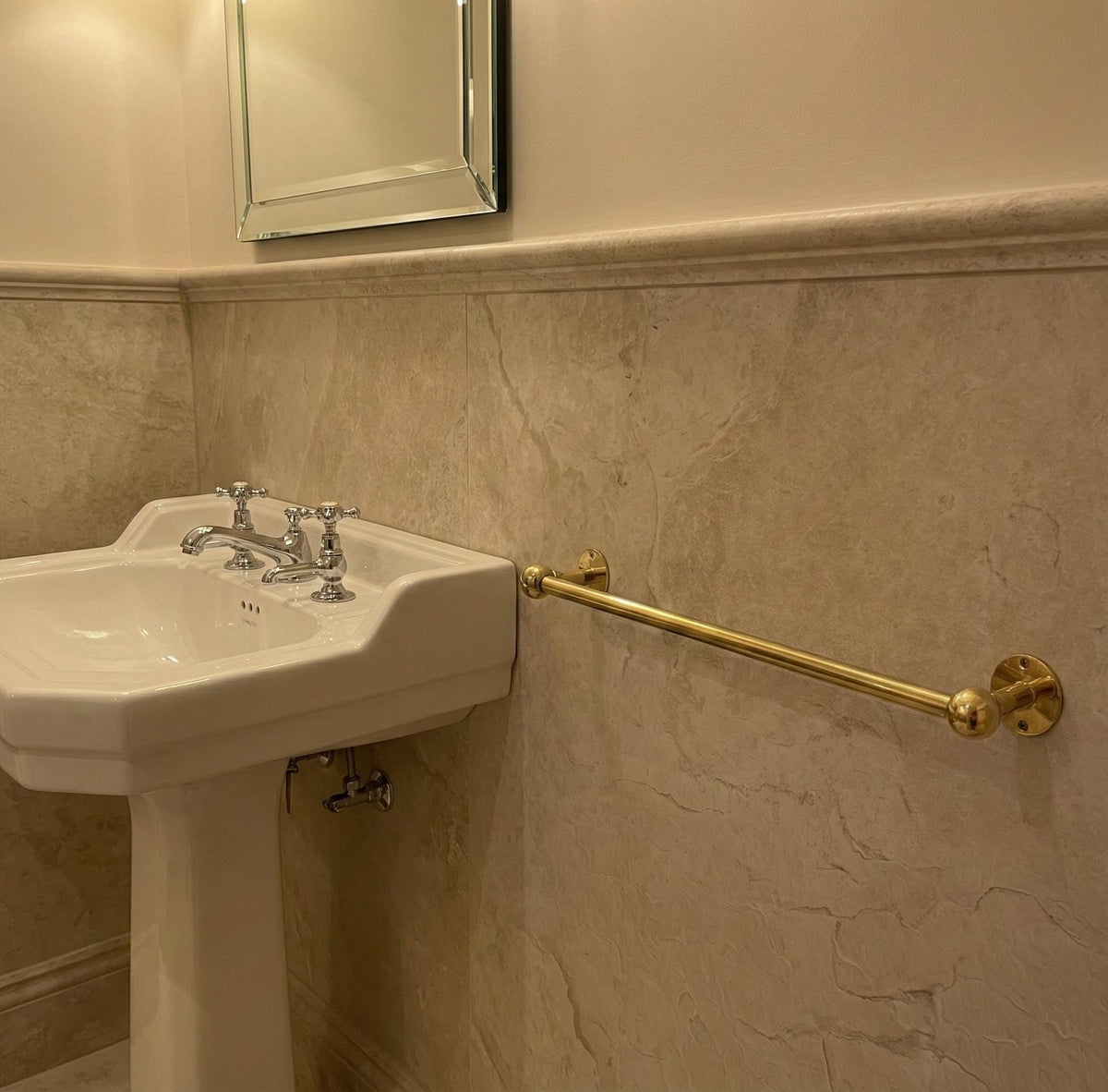 Solid brass vintage towel bar handcrafted in Morocco