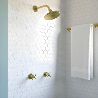 Solid brass wall mounted shower system handcrafted in Morocco