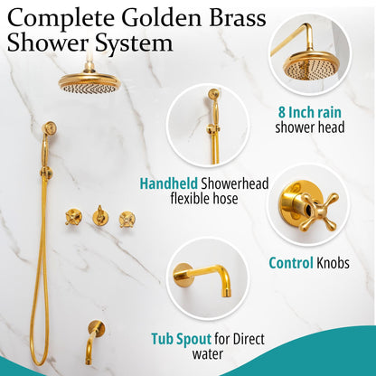Traditional Moroccan brass concealed shower fixture