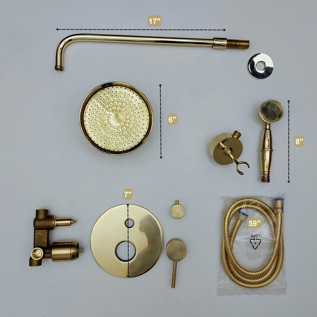 Traditional concealed brass shower fixture for a luxury bathroom