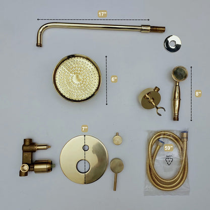 Traditional concealed brass shower fixture for a luxury bathroom