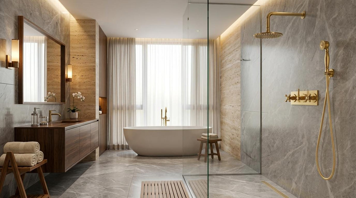 Traditional solid brass shower system handmade in Morocco