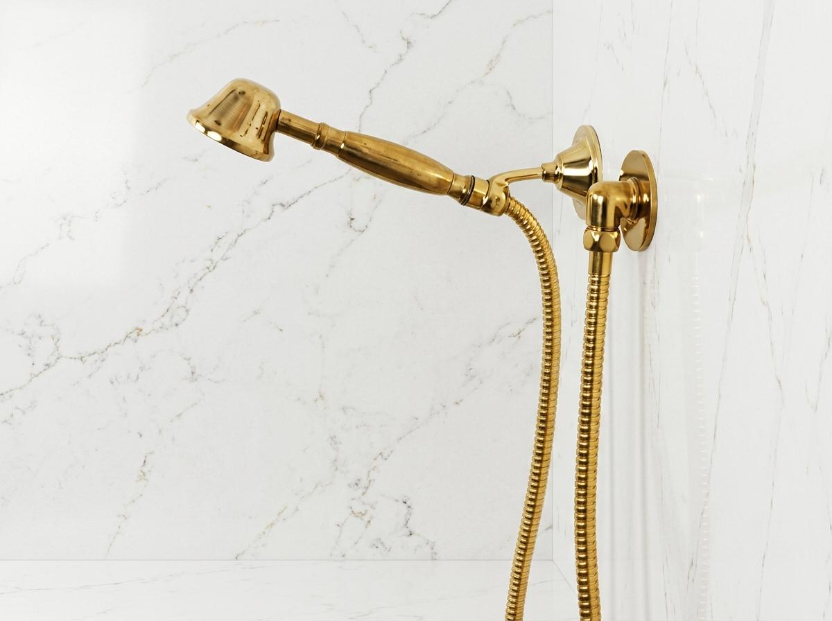 Traditional wall mounted brass shower set handcrafted in Morocco