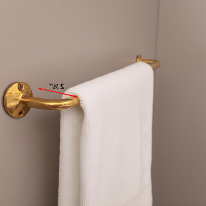 Traditional wall mounted solid brass towel holder handcrafted in Morocco