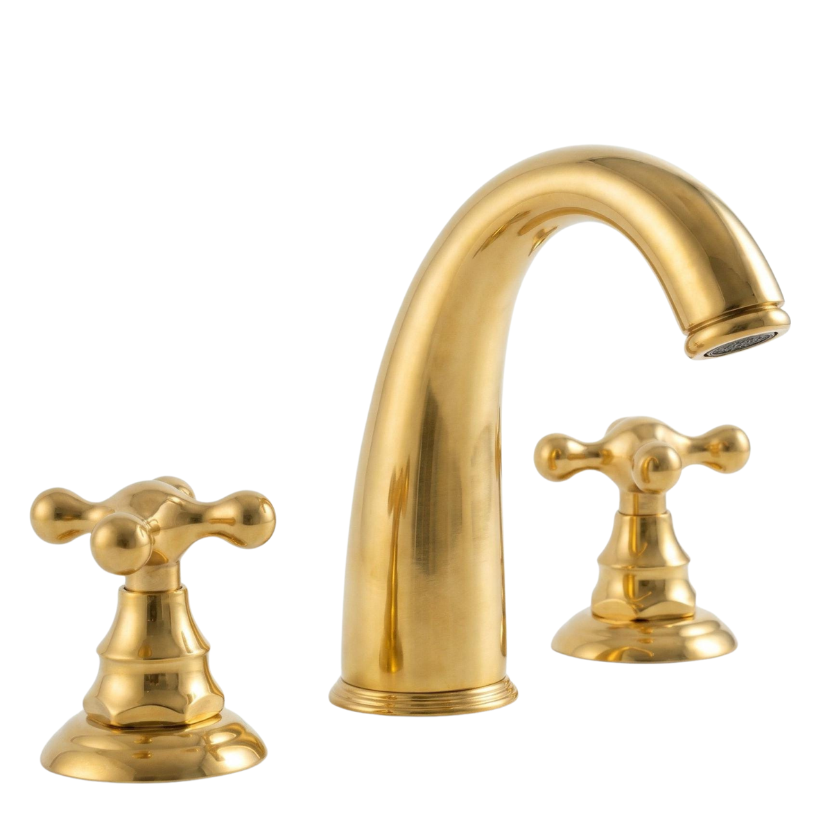 Unlacquered brass widespread bathroom faucet with cross handles