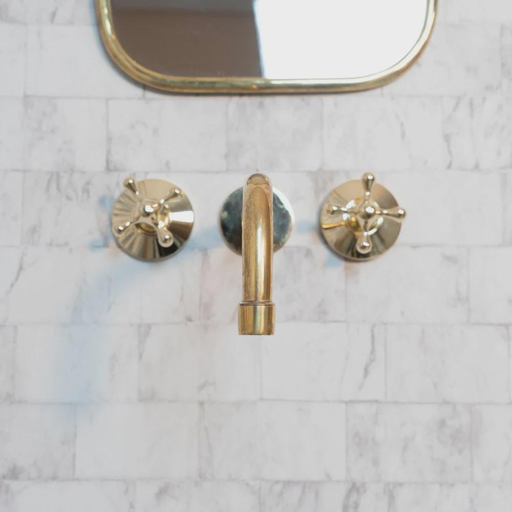  Wall Mounted Faucet  Unlacquered Brass Bathroom Tap