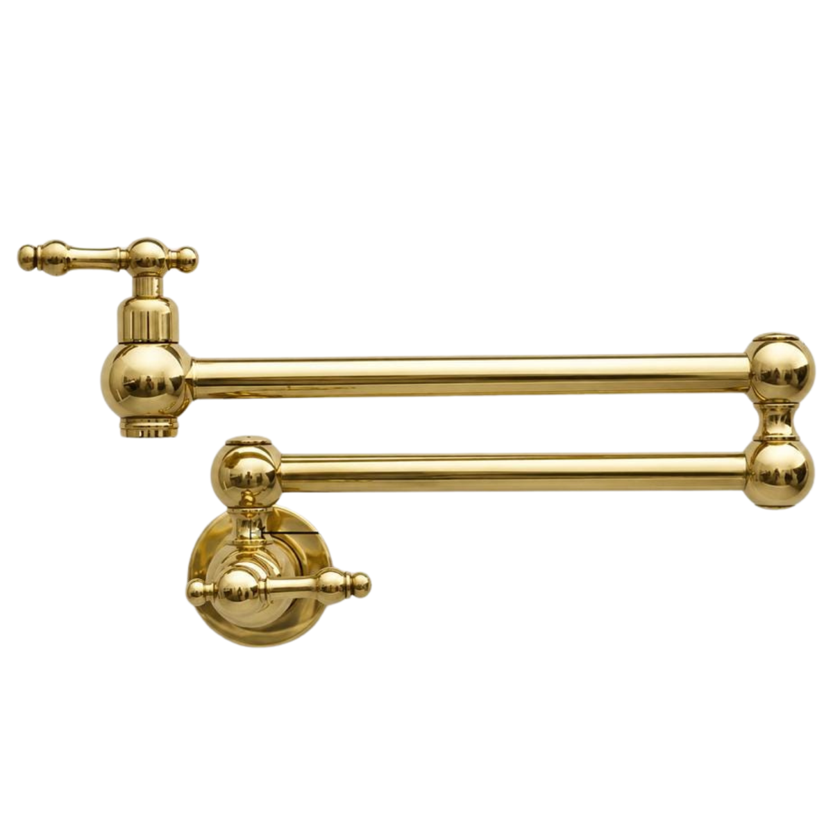 Wall mounted pot filler in unlacquered brass