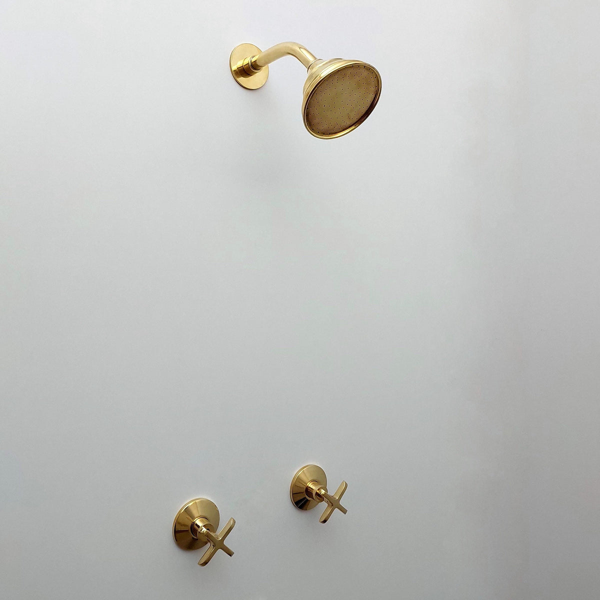 Wall mounted solid brass shower system handcrafted in Morocco
