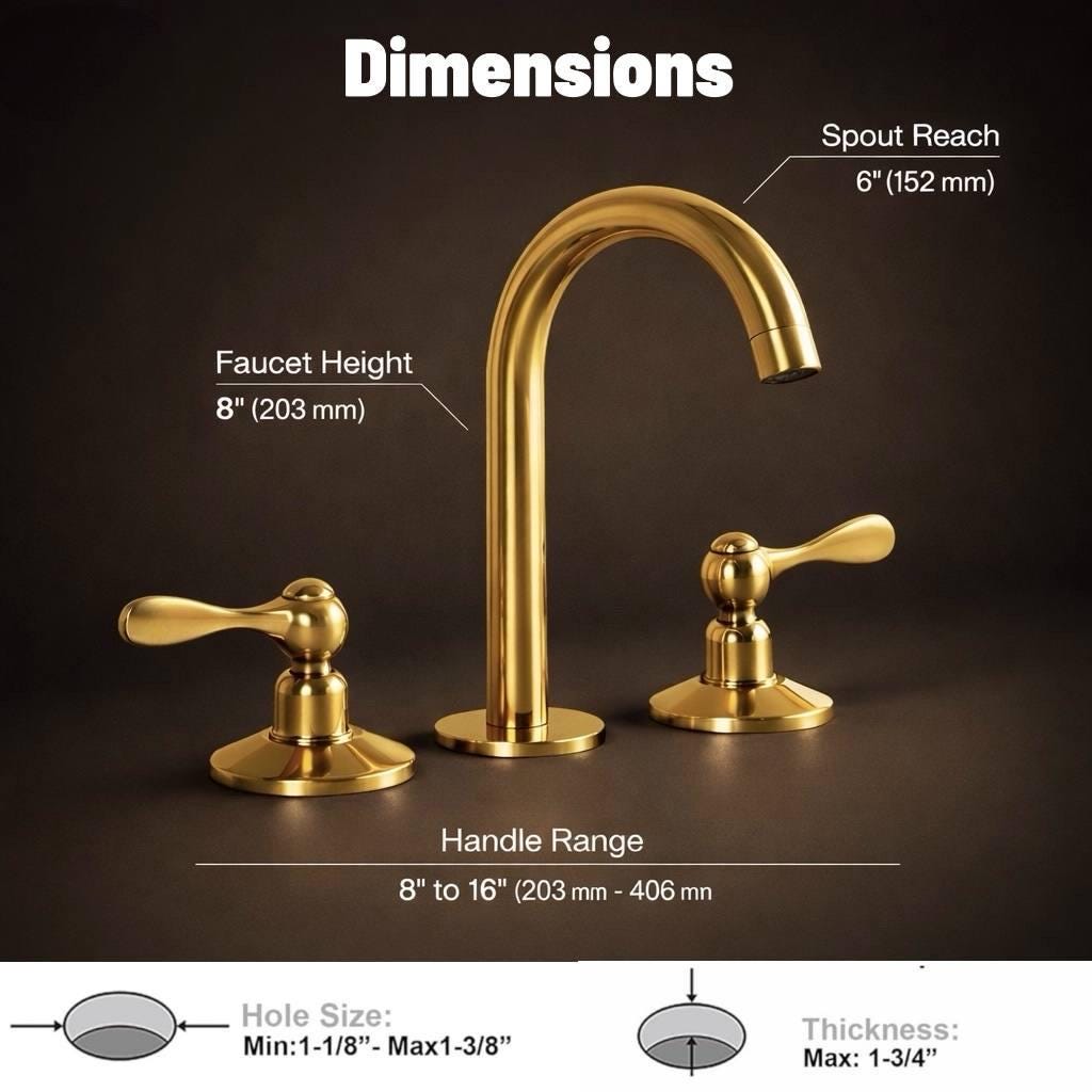 Dual lever handles on unlacquered brass widespread bathroom faucet