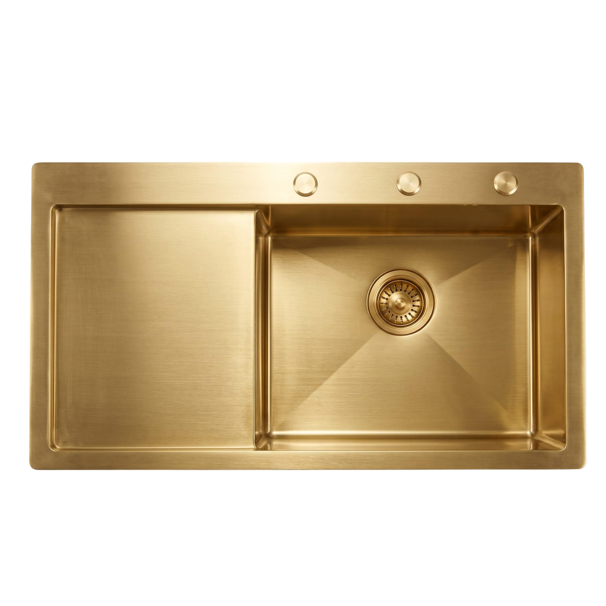 brass kitchen sink with an integrated drainboard in unlacquered brass