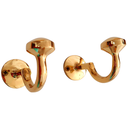 brass wall hook in unlacquered solid brass