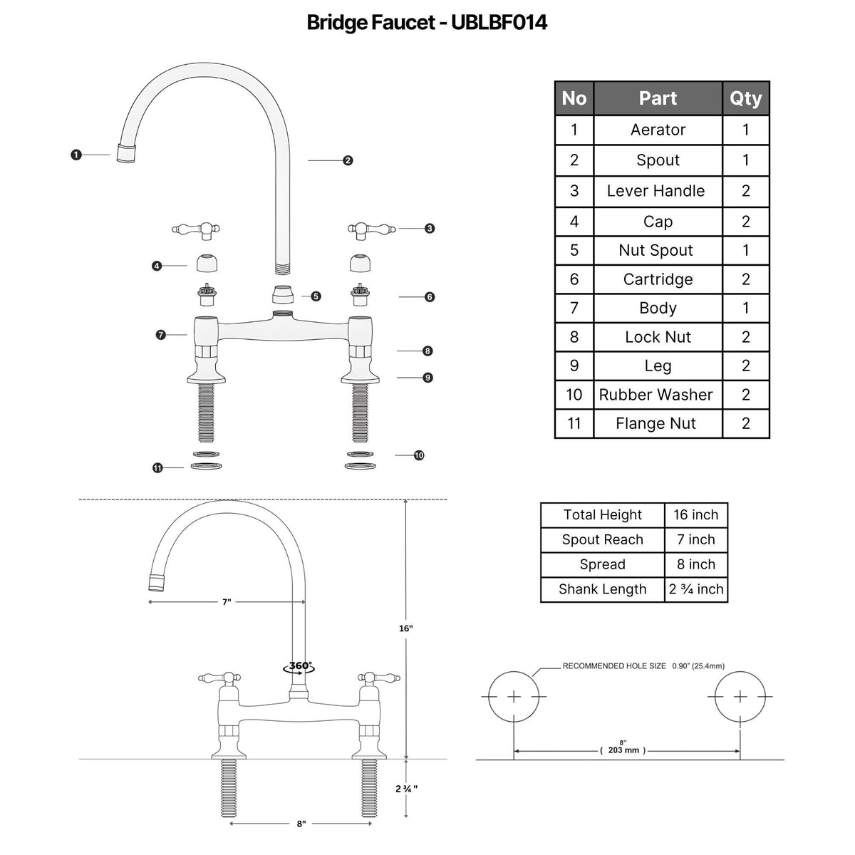 design Traditional bridge faucet with drinking water tap