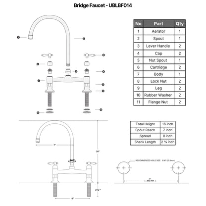 design Traditional bridge faucet with drinking water tap
