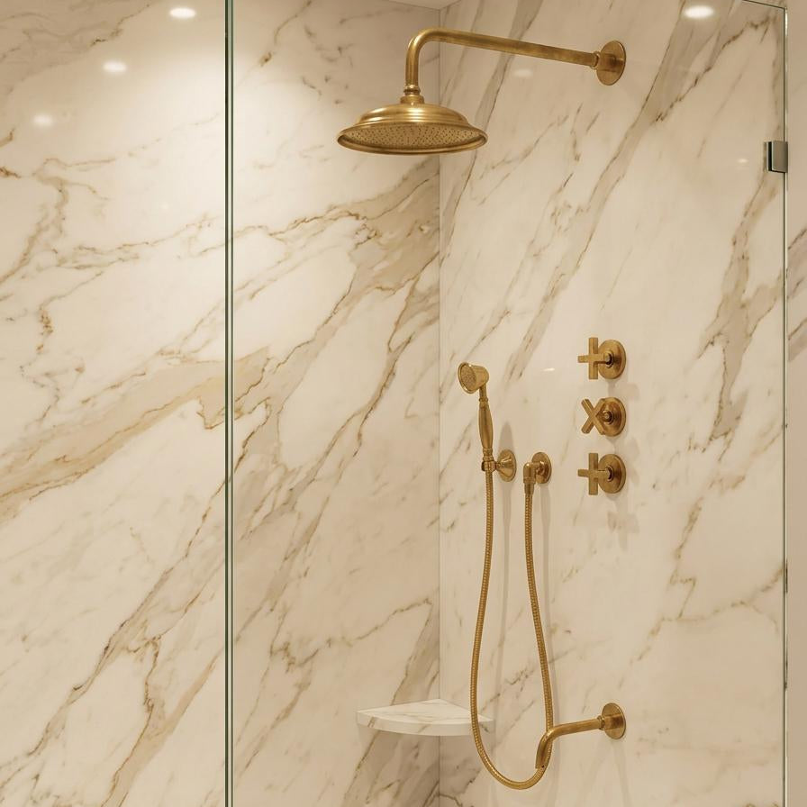 rain shower system with cross handles and a hand shower